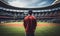 Man Standing on Baseball Field in Stadium