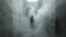 Man Standing in Fog-Filled Hallway