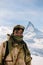 Man standing in front of Matterhorn.