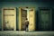 Man standing in front of vintage doors choosing right one, choice concept, generative AI