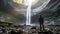 Man standing in front of the waterfall in the middle of the forest