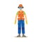 Man standing in industrial protective clothing and equipment cartoon style