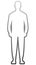 Man standing silhouette - gray gradient outline, isolated - vector