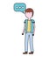 man standing speech bubble conversation