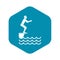 Man standing on springboard icon, simple style