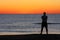 Man Standing Sunrise Sunset Beach Contemplation