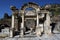 A man stands in the ruins of the Temple of Hadrian at the ancient site of Ephesus in Turkey.