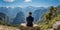 A man staring at the amazing landscape of Machu Picchu