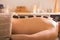 Man with stones on massage table at spa with body treatment. Person lying and relaxing during