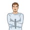 Man in straitjacket pop art vector illustration