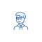 Man student looking with glasses line icon concept. Man student looking with glasses flat vector symbol, sign, outline