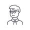 Man student looking with glasses vector line icon, sign, illustration on background, editable strokes