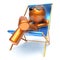 Man stylized beach deck chair relaxing chilling sunglasses