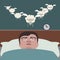 Man suffering insomnia funny cartoon