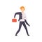 Man in a suit running with briefcase, businessman character is late for work vector Illustration on a white background