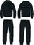 Man suit set zipper hoodie jacket joggers pants black london template