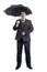 Man in a suit with an umbrella