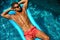 Man Summer Fashion. Male Model Tanning By Pool. Skin Tan