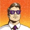 Man with sunglasses dollar sign. Vector illustration in retro pop art style. Business success concept