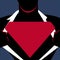 Man in Superman Pose Opening Shirt to Reveal Blank Triangular Logo. Male Silhouette with Man of Steel Empty Trademark on