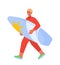 Man with surfboard sticker concept