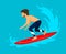 Man surfer riding on a wave. surfing water sport activity vector