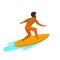 Man surfing isolated backside view vector