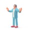 Man Surprising standing on white background side view. Wait Stop Pose 3D illustration