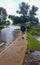 Man Surveying Hurricane Flood Waters Manteo North Carolina