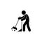 man sweeping icon. Element of man cleaning icon for mobile concept and web apps. Glyph man sweeping icon can be used for web and m