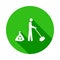 the man sweeps green icon in Badge style with shadow