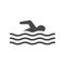 Man swimming black vector icon. Pool or beach symbol.