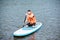 Man swimming on the paddleboard