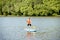 Man swimming on the paddleboard