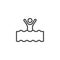 Man in swimming pool line icon