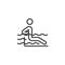Man in a swimming pool line icon