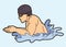 A Man Swimming Sport Swimmer Action Cartoon Graphic Vector