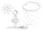 Man Swimming in Summer, Winter Cold Came Fast. Unexpected Weather Change.Vector Cartoon Stick Figure Illustration