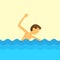 Man swimming water flat design vector