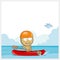 Man swims in a kayak. Athlete on a kayak.