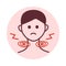 Man with swollen lymph nodes. Graphic icon