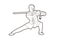 Man with sword action, Kung Fu pose graphic