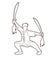 Man with swords action, Kung Fu pose graphic