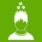 Man with tablets over head icon green