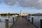 Man take a picture of lighthouse panoramic view and boardwalk at Lake Buena Vista area