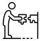 Man take puzzle icon, outline style