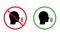 Man Talk Black Silhouette Icon Set. Forbidden Speak Zone Red Round Sign. Allowed Speak Area Shout Green Symbol. Please