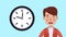 Man talking while wall clock its spinning HD animation