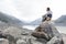 A man at Tasman Glacier viewpoint, Aoraki / Mount Cook National Park, New Zealand