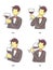 Man taste wine in four step method, Vector illustration